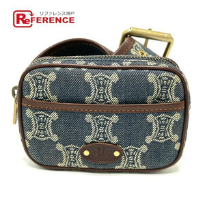 CELINE Macadam Denim Clutch Belt Bag Waist Blue